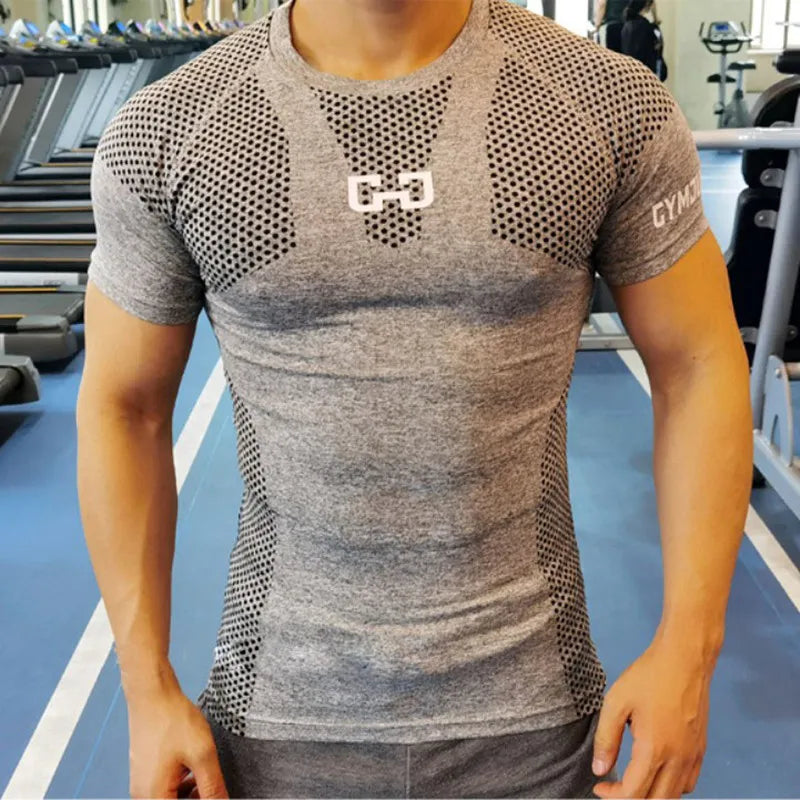 Camiseta Masculina de Compressão Fitness – Secagem Rápida