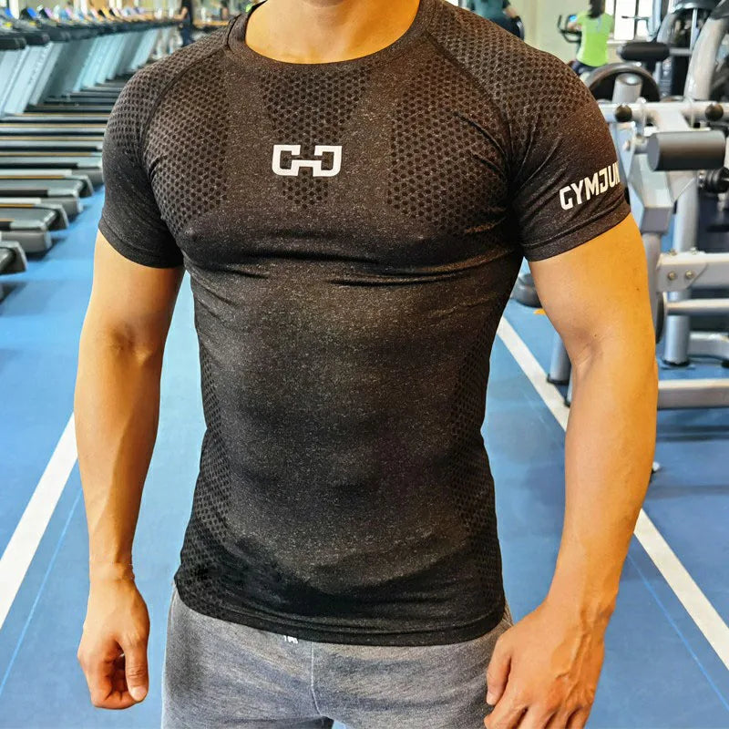 Camiseta Masculina de Compressão Fitness – Secagem Rápida