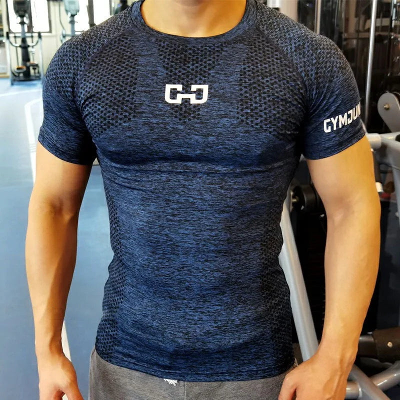 Camiseta Masculina de Compressão Fitness – Secagem Rápida