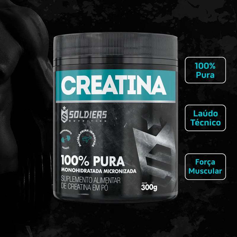 Creatina Monohidratada Pote 300g- 100% Pura Importada - Soldiers Nutrition