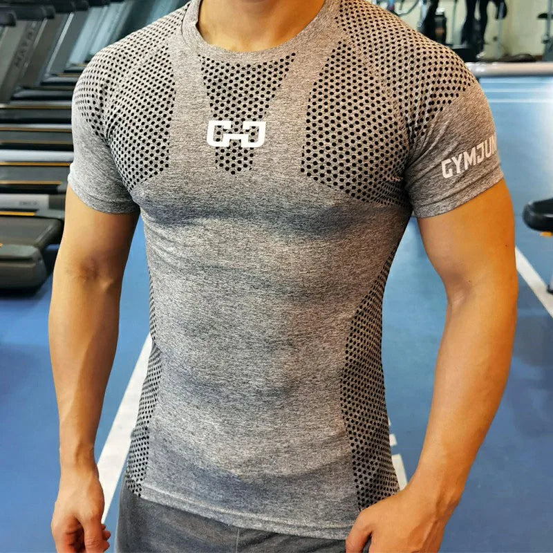 Camiseta Masculina de Compressão Fitness – Secagem Rápida